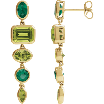 GC Verde Lumière Dangle Earrings | 14K Gold Natural Peridot