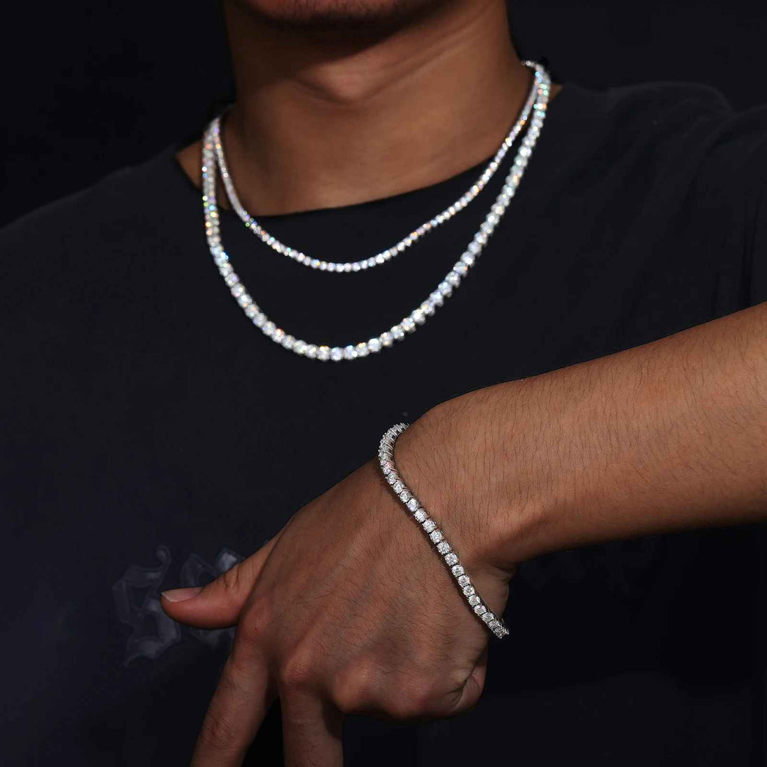GC Éclat Tennis Necklace | 925 Silver VVS Moissanite Chain 4mm / 6mm